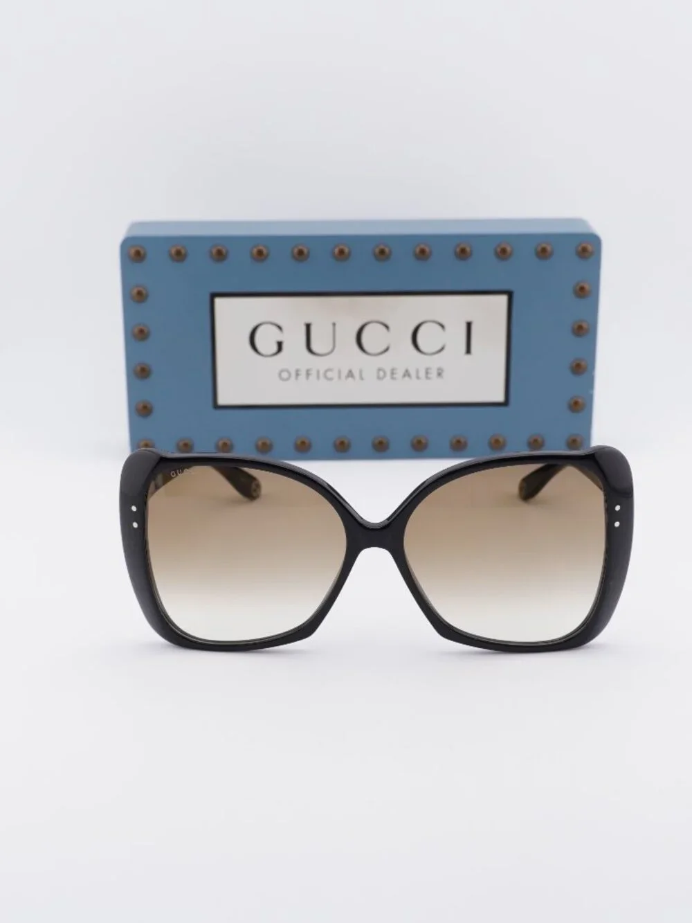 Gucci GG0471S 001 Butterfly Sunglasses - Black/Brown Gradient